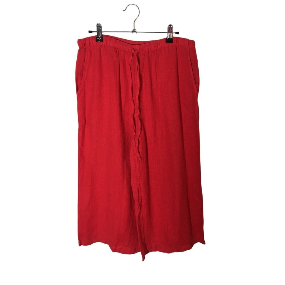 Focus Pants Women's Size Medium Red Drawstring 100% Linen